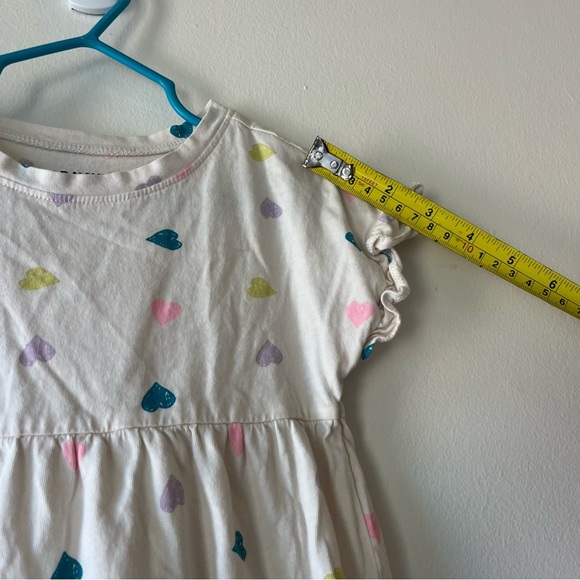 🌼 5/$25 Old Navy Girls Heart Print Dress White Multicolor Short Sleeve Size 4T - Picture 8 of 8